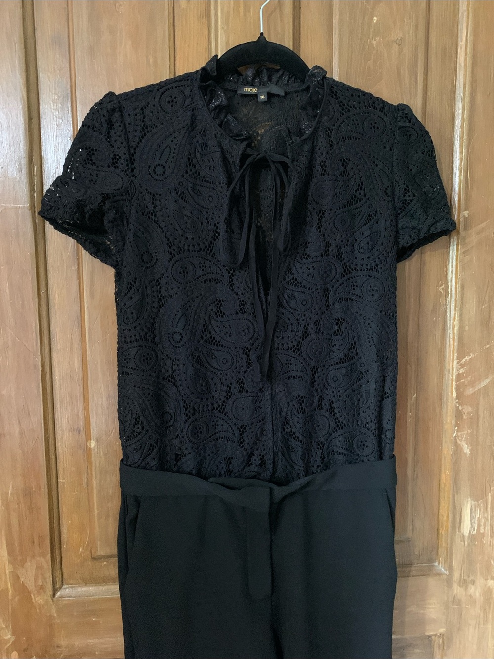 Maje Black Lace One Piece Jumpsuit
